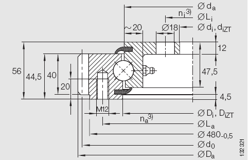 INA-VLA20 外齒內(nèi)法蘭型四點(diǎn)接觸球轉(zhuǎn)盤軸承