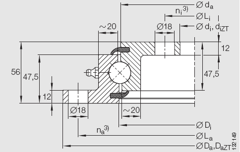 INA-VLU20 內(nèi)外雙法蘭型四點(diǎn)接觸球轉(zhuǎn)盤軸承