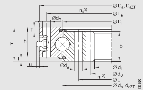 INA-VI 內齒型四點接觸球轉盤軸承